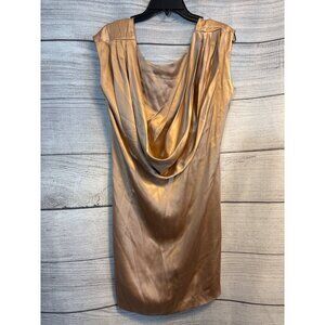 Club Monaco Rose Gold Satin Cowl Neck Dress Size 6